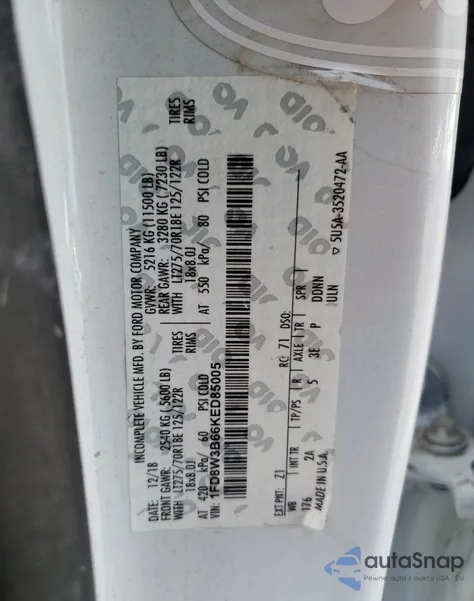 2019 Ford F350 Super Duty z USA, uszkodzony, nr VIN 1FD8W3B66KED85005